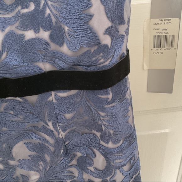 NWT Kay Unger Embroidered Dress Metallic Navy - Picture 8 of 8